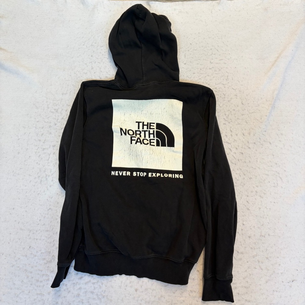 The North Face Hoodie Mens Small Black Box Logo Pullover Graphic